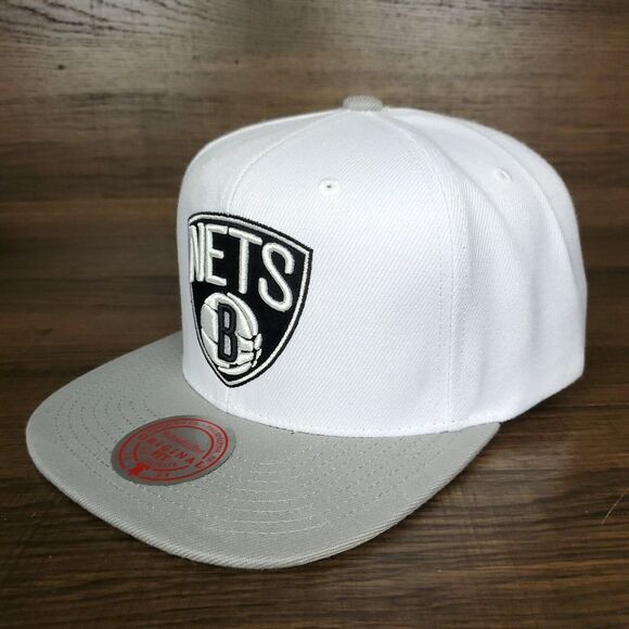 Brooklyn Nets Mitchell & Ness NBA Snapback Hat Cap 3D Logo White Gray NWT - Picture 7 of 8